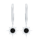 1.25 CT Bezel Set Black Diamond Sunburst Drop Hoop Earrings Black Diamond - ( AAA ) - Quality - Rosec Jewels