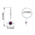 3/4 CT Milgrain Bezel Set Rhodolite Sunburst Drop Hoop Earrings Rhodolite - ( AAA ) - Quality - Rosec Jewels