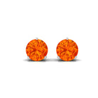 4 MM Round Cut Genuine Orange Sapphire Minimal Solitaire Stud Earrings for Women Orange Sapphire - ( AAA ) - Quality - Rosec Jewels