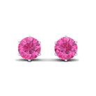 4 MM Genuine Pink Sapphire Solitaire Stud Earrings in 6 Prong Setting Pink Sapphire - ( AAA ) - Quality - Rosec Jewels