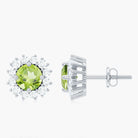 1.75 CT Classic Peridot and Diamond Halo Stud Earrings Peridot - ( AAA ) - Quality - Rosec Jewels