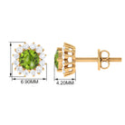 1.75 CT Classic Peridot and Diamond Halo Stud Earrings Peridot - ( AAA ) - Quality - Rosec Jewels