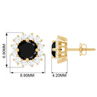 Created Black Diamond Classic Halo Stud Earrings with Diamond Lab Created Black Diamond - ( AAAA ) - Quality - Rosec Jewels