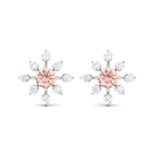 1 CT Morganite Flower Stud Earrings with Diamond Morganite - ( AAA ) - Quality - Rosec Jewels