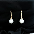 8 CT Freshwater Pearl and Diamond Trio Hoop Earrings Freshwater Pearl - ( AAA ) - Quality - Rosec Jewels