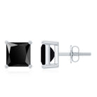 0.50 CT Princess Cut Black Spinel Solitaire Stud Earrings in Gold Black Spinel - ( AAA ) - Quality - Rosec Jewels