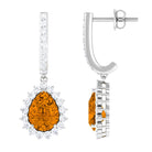 3.25 CT Citrine and Moissanite Bridal Teardrop Earrings Citrine - ( AAA ) - Quality - Rosec Jewels