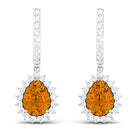 3.25 CT Citrine and Moissanite Bridal Teardrop Earrings Citrine - ( AAA ) - Quality - Rosec Jewels