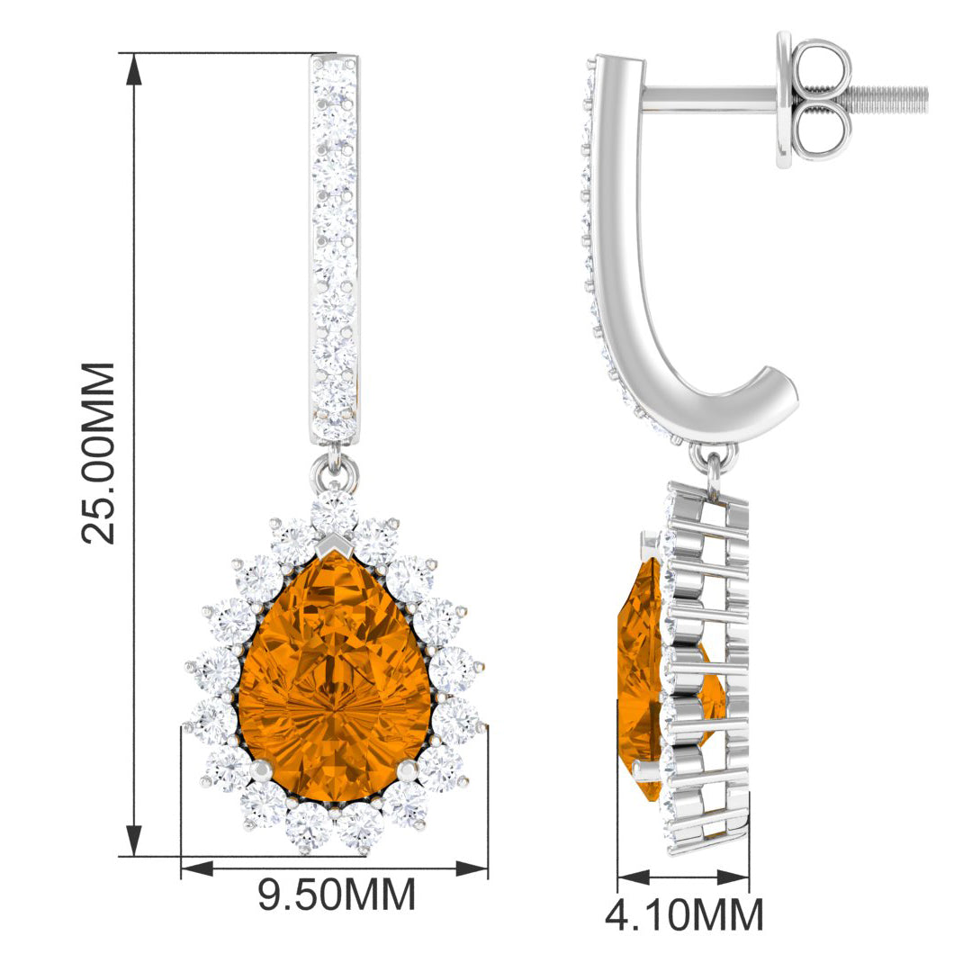 3.25 CT Citrine and Moissanite Bridal Teardrop Earrings Citrine - ( AAA ) - Quality - Rosec Jewels