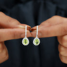 3.25 CT Peridot with Moissanite Bridal Teardrop Earrings Peridot - ( AAA ) - Quality - Rosec Jewels