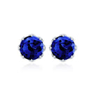 2 CT Created Blue Sapphire Solitaire Stud Earrings in Decorating Prong Lab Created Blue Sapphire - ( AAAA ) - Quality - Rosec Jewels