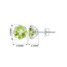 6 MM Decorative Peridot Solitaire Stud Earrings Peridot - ( AAA ) - Quality - Rosec Jewels