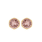 6 MM Crown Set Morganite Solitaire Stud Earrings Morganite - ( AAA ) - Quality - Rosec Jewels