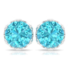 6 MM Swiss Blue Topaz Solitaire Crown Stud Earrings Swiss Blue Topaz - ( AAA ) - Quality - Rosec Jewels