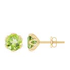 6 MM Lotus Basket Set Solitaire Peridot Stud Earring Peridot - ( AAA ) - Quality - Rosec Jewels