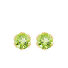 6 MM Lotus Basket Set Solitaire Peridot Stud Earring Peridot - ( AAA ) - Quality - Rosec Jewels