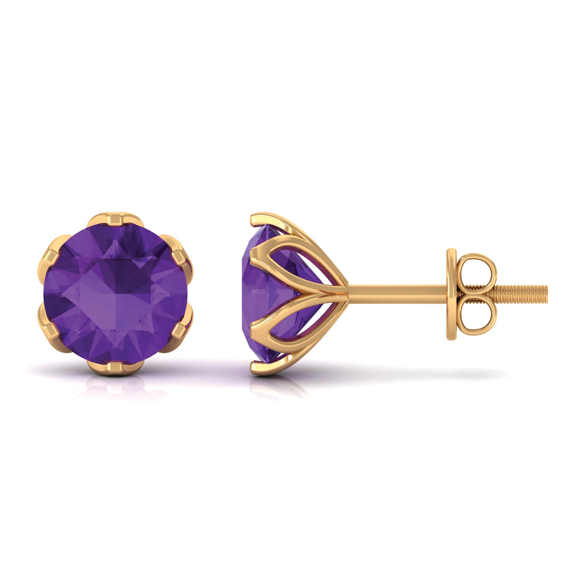 1.50 CT Martini Set Amethyst Solitaire Stud Earrings For Women Amethyst - ( AAA ) - Quality - Rosec Jewels