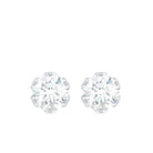 Moissanite Solitaire Stud Earrings in Lotus Basket Setting Moissanite - ( D-VS1 ) - Color and Clarity - Rosec Jewels