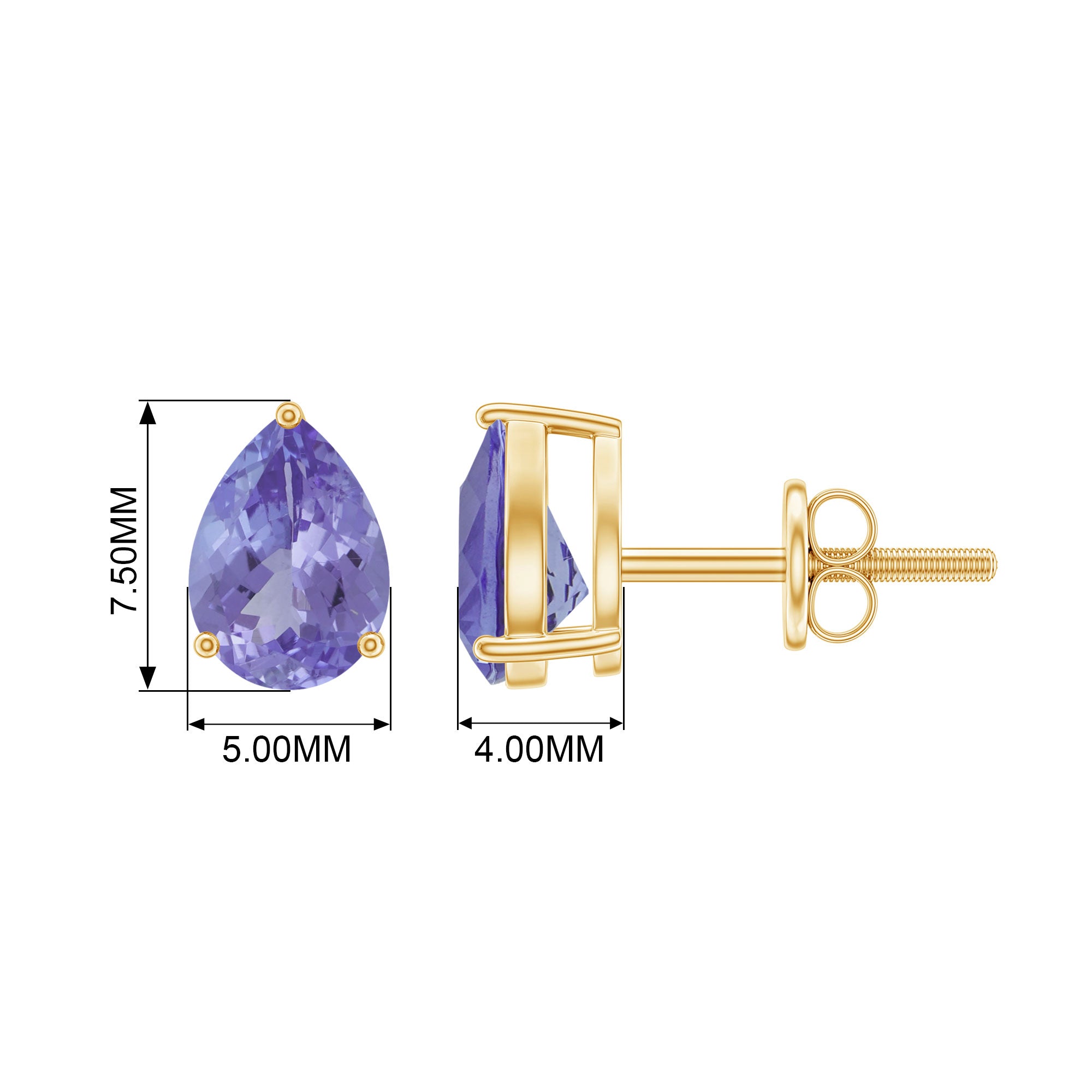 1.75 CT Pear Cut Tanzanite Solitaire Stud Earrings Tanzanite - ( AAA ) - Quality - Rosec Jewels