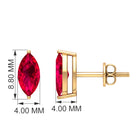 Marquise Shape Created Ruby Solitaire Stud Earrings Lab Created Ruby - ( AAAA ) - Quality - Rosec Jewels