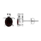 4X5 MM Oval Cut Garnet Solitaire Turtle Stud Earrings in 4 Prong Setting Garnet - ( AAA ) - Quality - Rosec Jewels