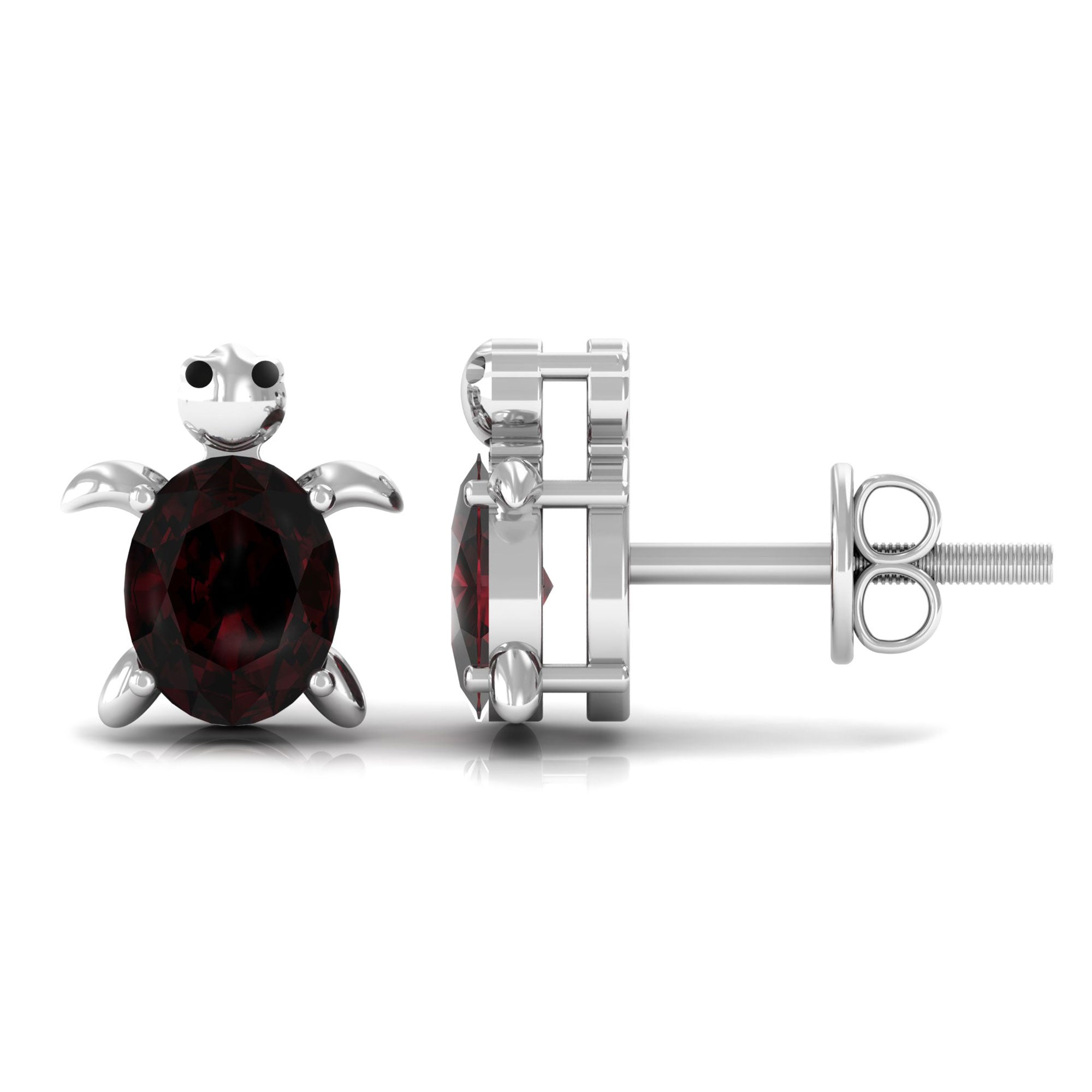 4X5 MM Oval Cut Garnet Solitaire Turtle Stud Earrings in 4 Prong Setting Garnet - ( AAA ) - Quality - Rosec Jewels