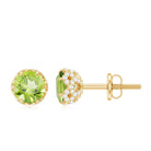 1.25 CT Peridot Solitaire Stud Earrings with Diamond Accent Peridot - ( AAA ) - Quality - Rosec Jewels