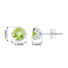 1.25 CT Peridot Solitaire Stud Earrings with Diamond Accent Peridot - ( AAA ) - Quality - Rosec Jewels