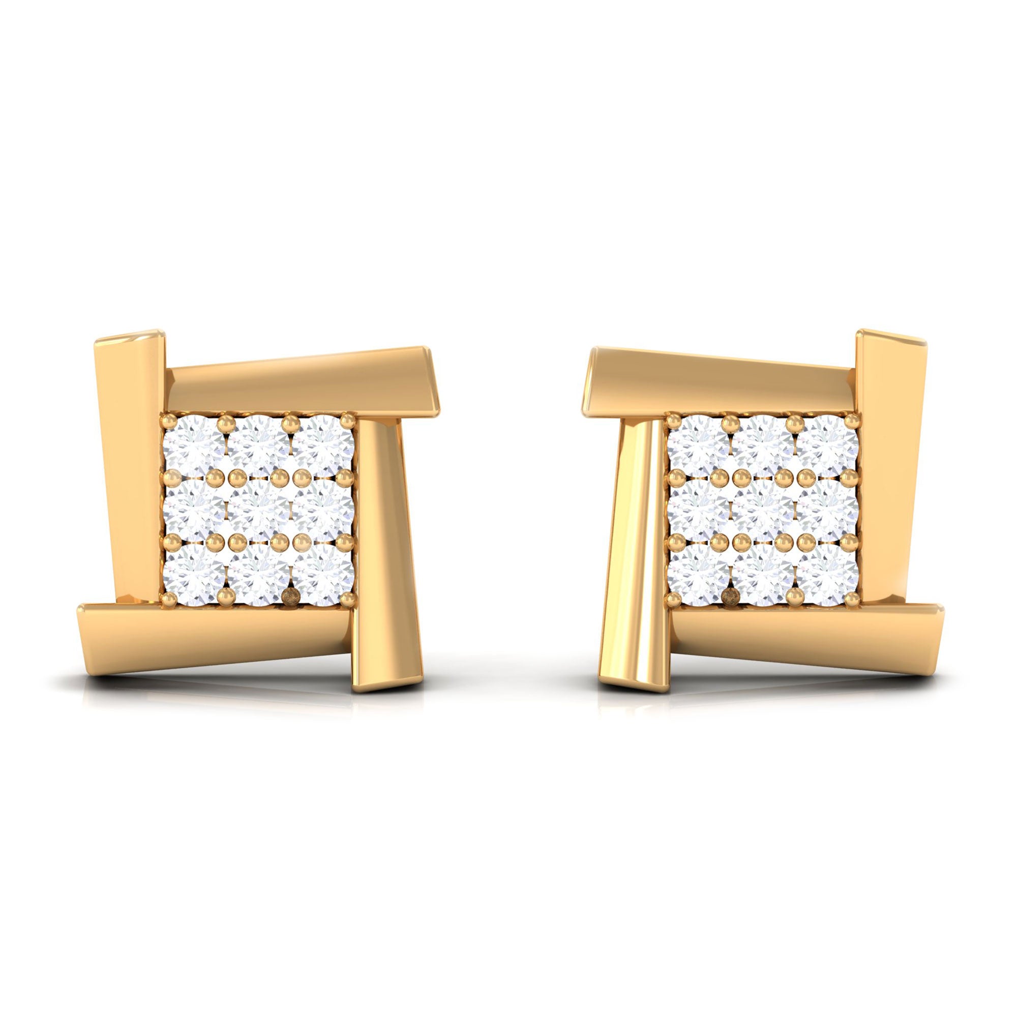 1/2 CT Natural Diamond Square Stud Earrings Diamond - ( HI-SI ) - Color and Clarity - Rosec Jewels