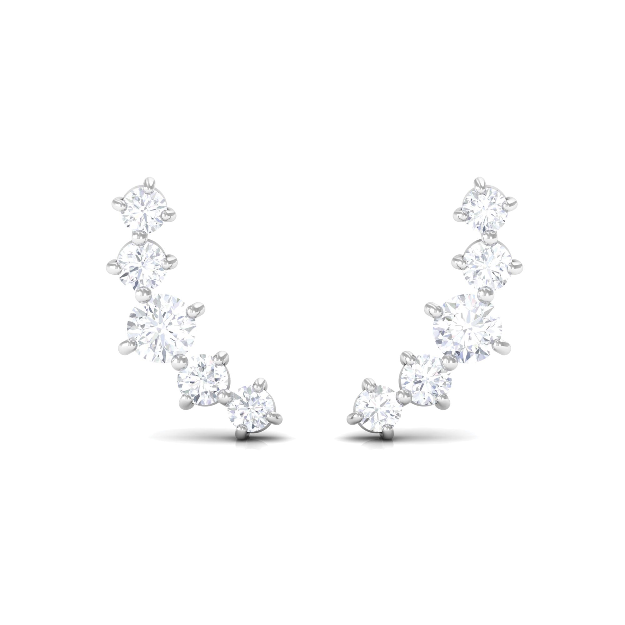 1/2 CT Minimal Diamond Climber and Crawler Earrings Diamond - ( HI-SI ) - Color and Clarity - Rosec Jewels