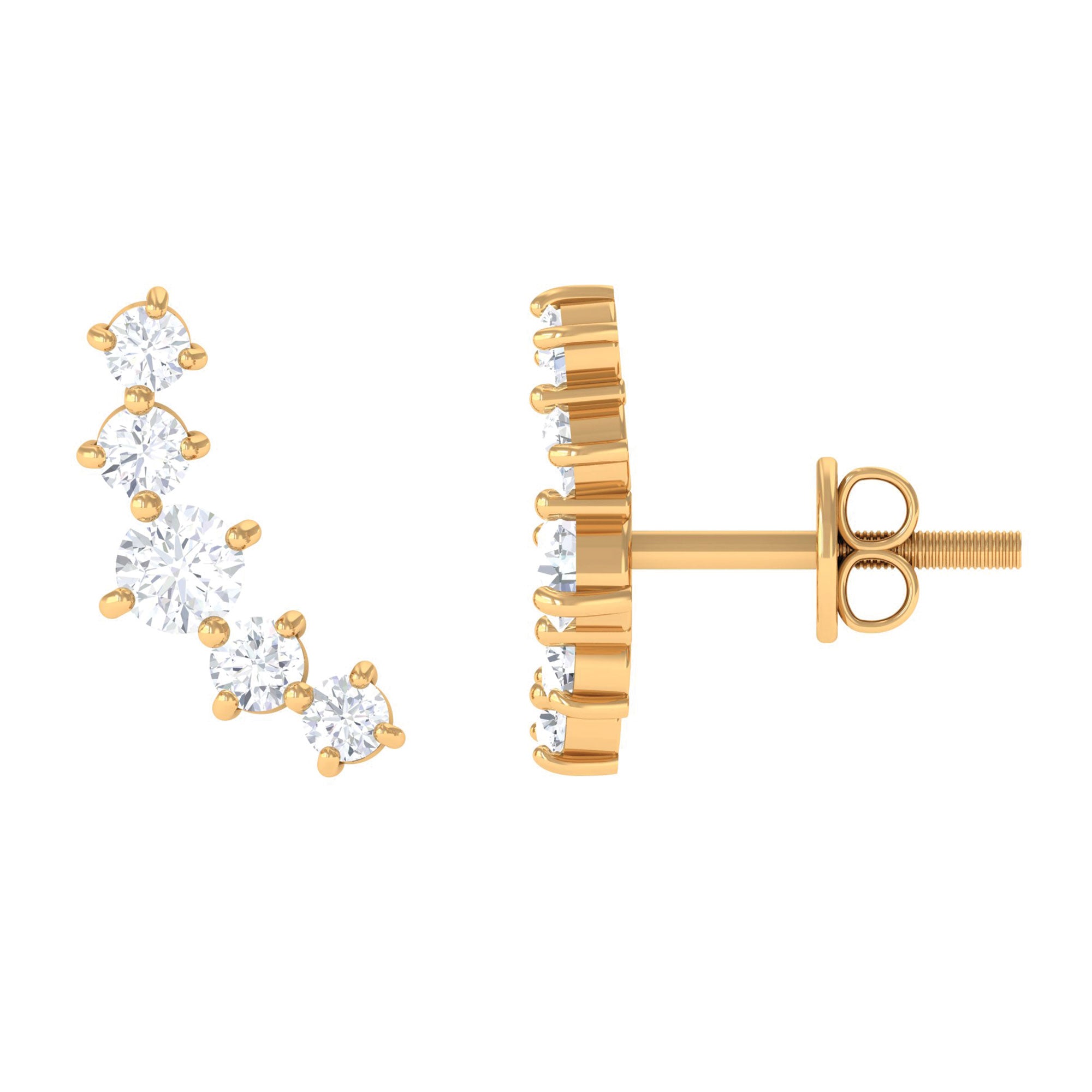 1/2 CT Minimal Diamond Climber and Crawler Earrings Diamond - ( HI-SI ) - Color and Clarity - Rosec Jewels