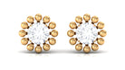 Beaded Diamond Solitaire Stud Earrings for Women Diamond - ( HI-SI ) - Color and Clarity - Rosec Jewels