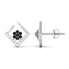 1/4 CT Created Black Diamond and Diamond Floral Stud Earrings Lab Created Black Diamond - ( AAAA ) - Quality - Rosec Jewels