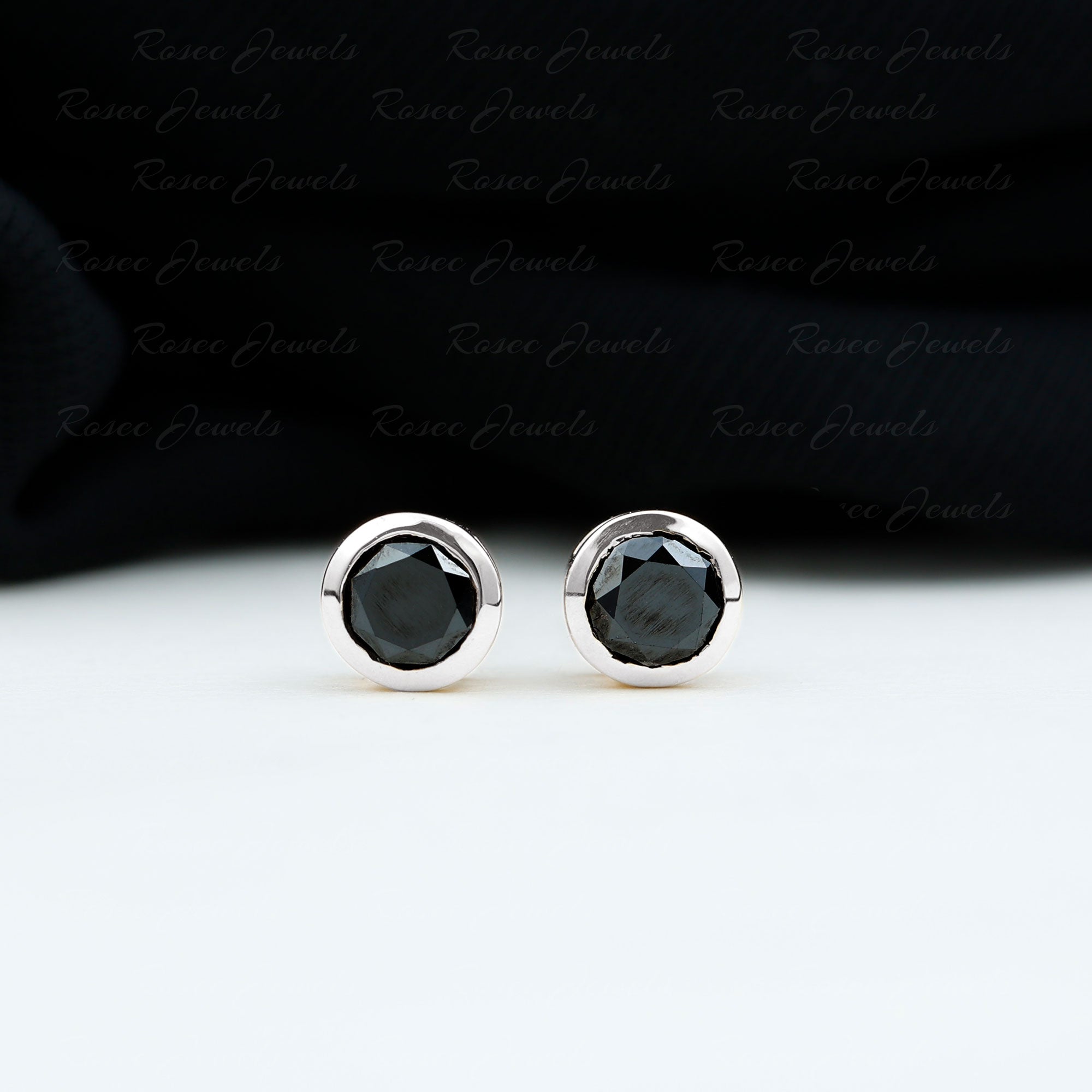 0.5 CT Black Diamond Gold Earrings Black Diamond - ( AAA ) - Quality - Rosec Jewels