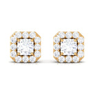 1/4 CT Solitaire Diamond Stud Earrings with Halo Diamond - ( HI-SI ) - Color and Clarity - Rosec Jewels