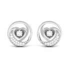 0.25 CT Moon Heart Stud Earrings with Certified Moissanite Moissanite - ( D-VS1 ) - Color and Clarity - Rosec Jewels