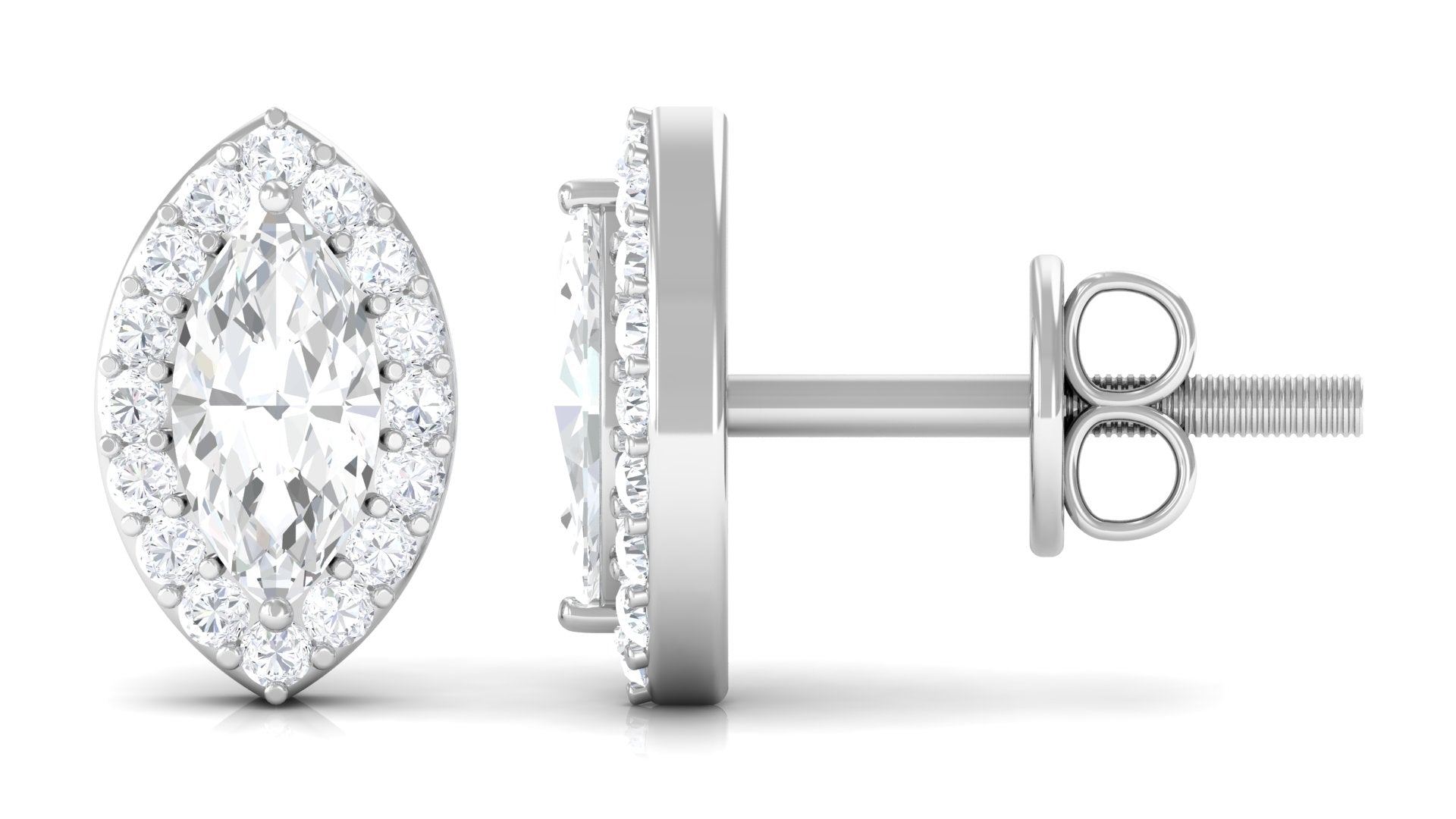 3/4 CT Classic Moissanite Stud Earrings with Halo Moissanite - ( D-VS1 ) - Color and Clarity - Rosec Jewels