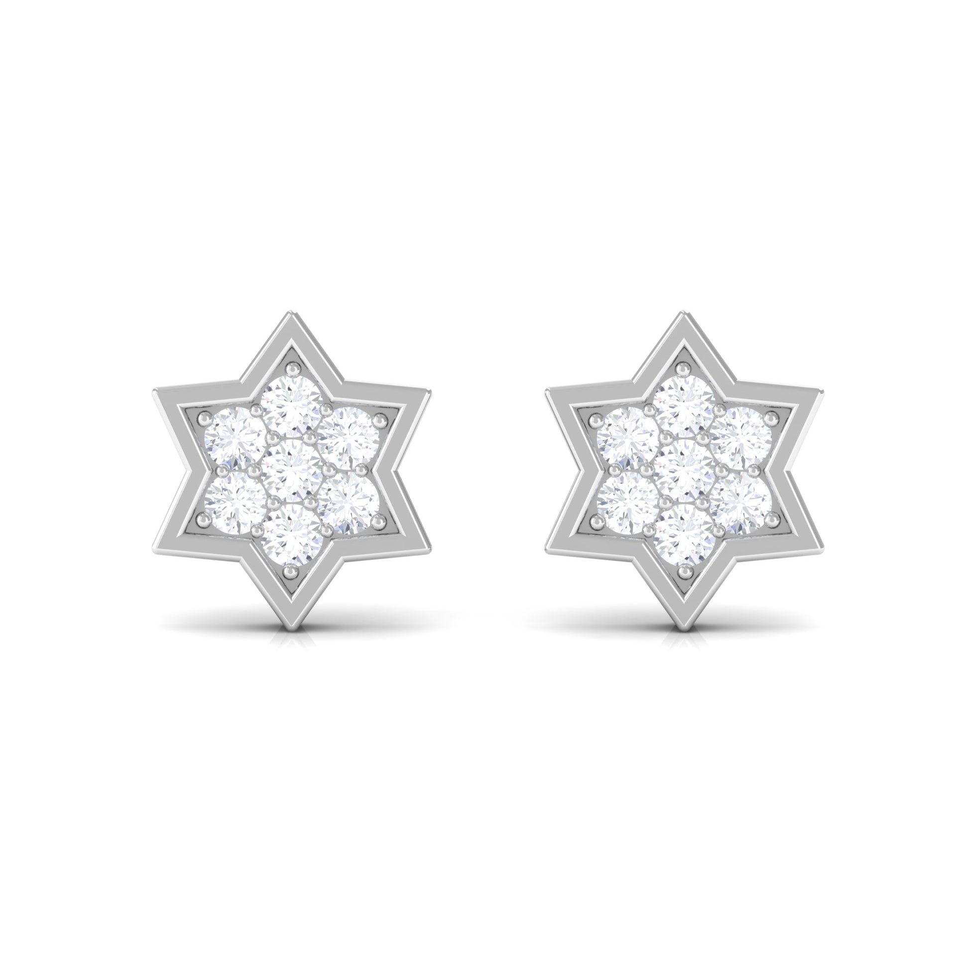 1/4 CT Round Cut Genuine Diamond Gold Star Stud Earrings Diamond - ( HI-SI ) - Color and Clarity - Rosec Jewels