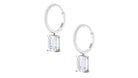 Emerald Cut Moissanite Drop Hoop Earrings Moissanite - ( D-VS1 ) - Color and Clarity - Rosec Jewels