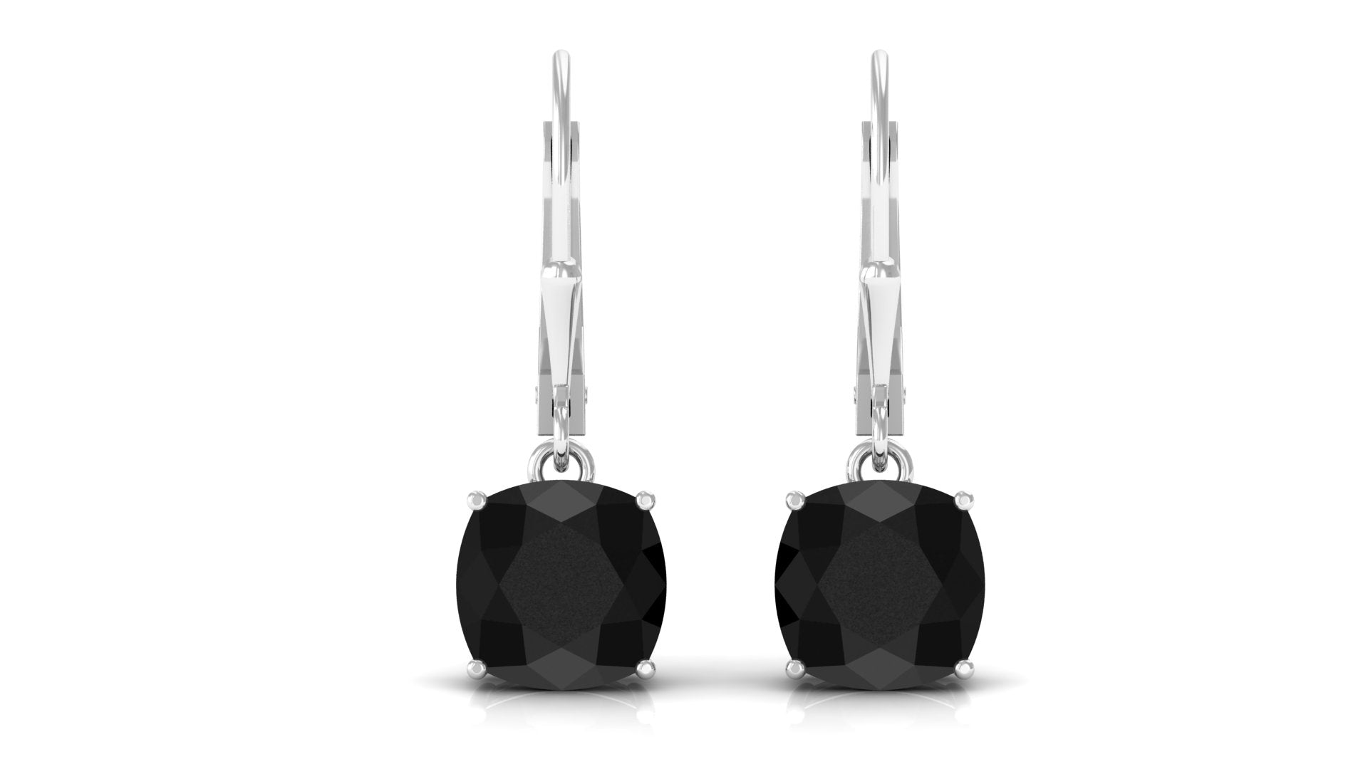 Black Onyx Solitaire Drop Lever Back Earrings Black Onyx - ( AAA ) - Quality - Rosec Jewels