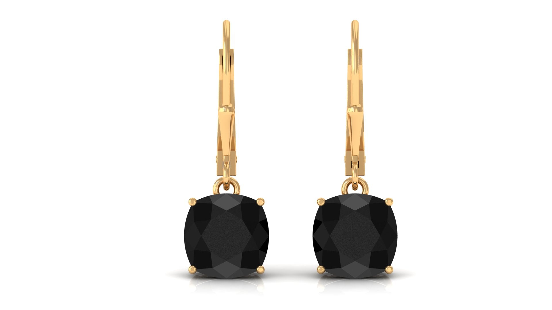 Black Onyx Solitaire Drop Lever Back Earrings Black Onyx - ( AAA ) - Quality - Rosec Jewels