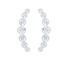 Natural Diamond Climber Earrings with Screw Back Diamond - ( HI-SI ) - Color and Clarity - Rosec Jewels