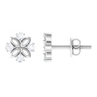 1/4 CT Round Diamond Gold Floral Stud Earrings Diamond - ( HI-SI ) - Color and Clarity - Rosec Jewels