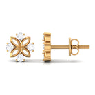 1/4 CT Round Diamond Gold Floral Stud Earrings Diamond - ( HI-SI ) - Color and Clarity - Rosec Jewels