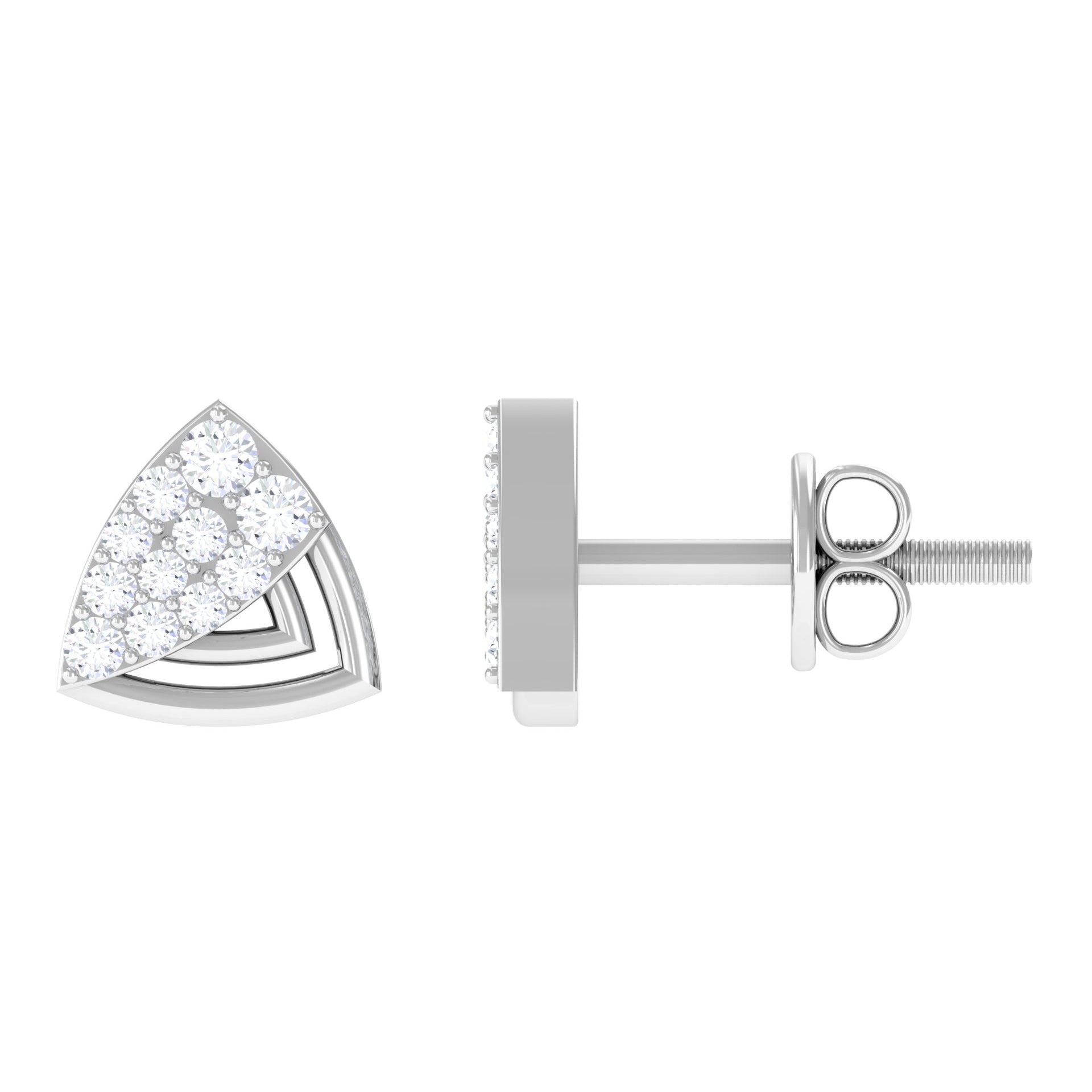 1/4 CT Round Diamond Gold Triangle Contemporary Stud Earrings Diamond - ( HI-SI ) - Color and Clarity - Rosec Jewels