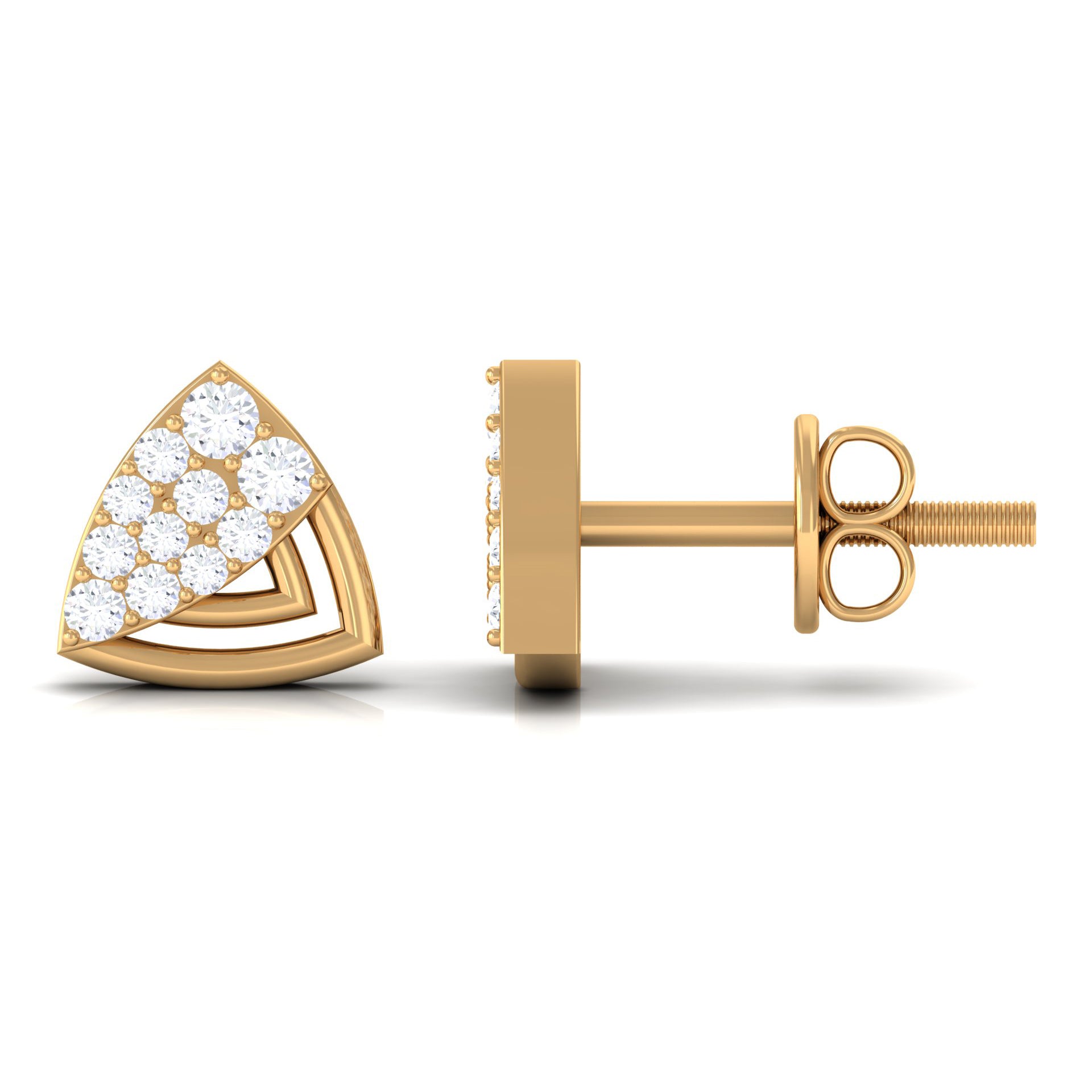 1/4 CT Round Diamond Gold Triangle Contemporary Stud Earrings Diamond - ( HI-SI ) - Color and Clarity - Rosec Jewels