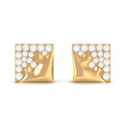 1/4 CT Real Diamond Square Stud Earrings in Gold Diamond - ( HI-SI ) - Color and Clarity - Rosec Jewels