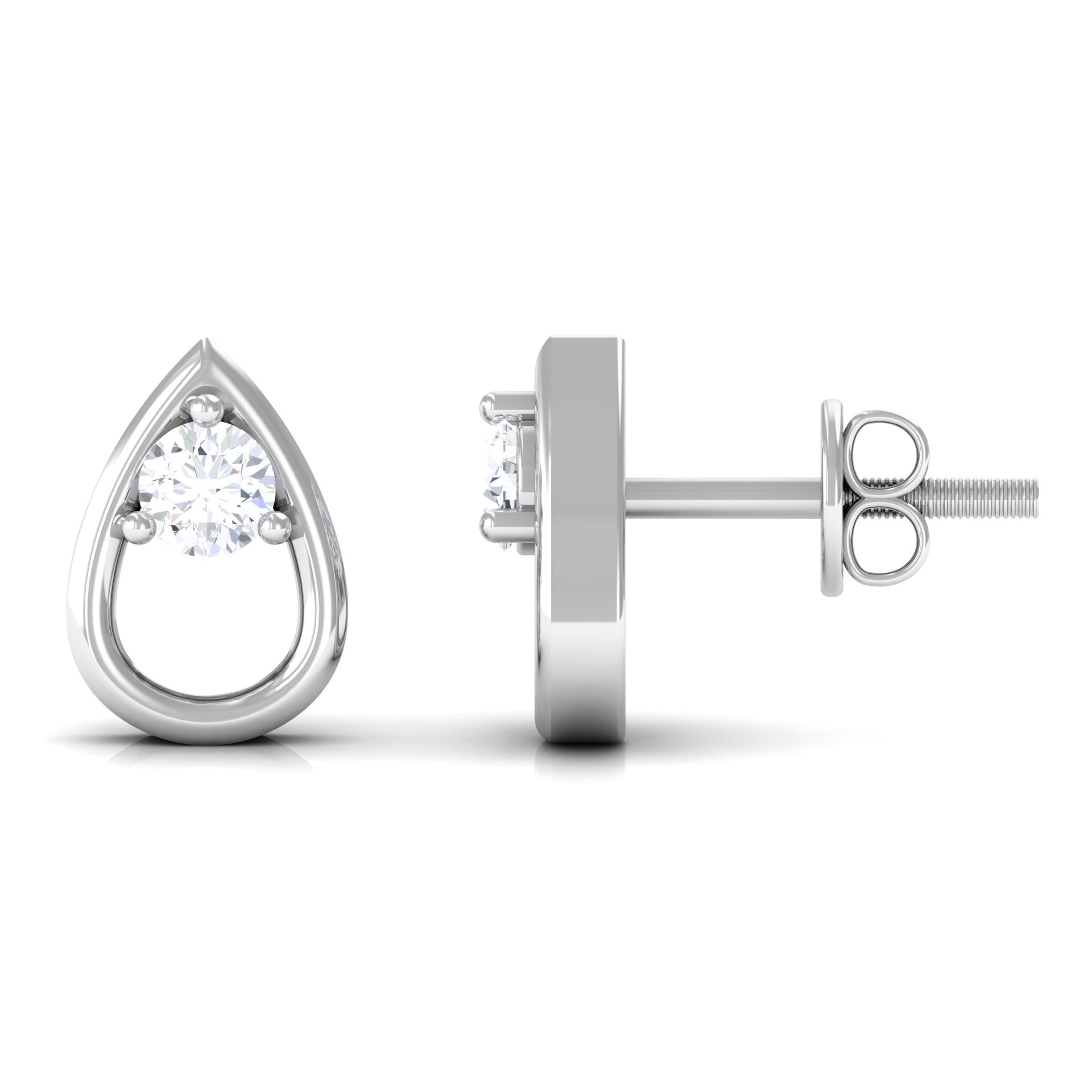 1/4 CT Simple Diamond Teardrop Stud Earrings in Gold Diamond - ( HI-SI ) - Color and Clarity - Rosec Jewels