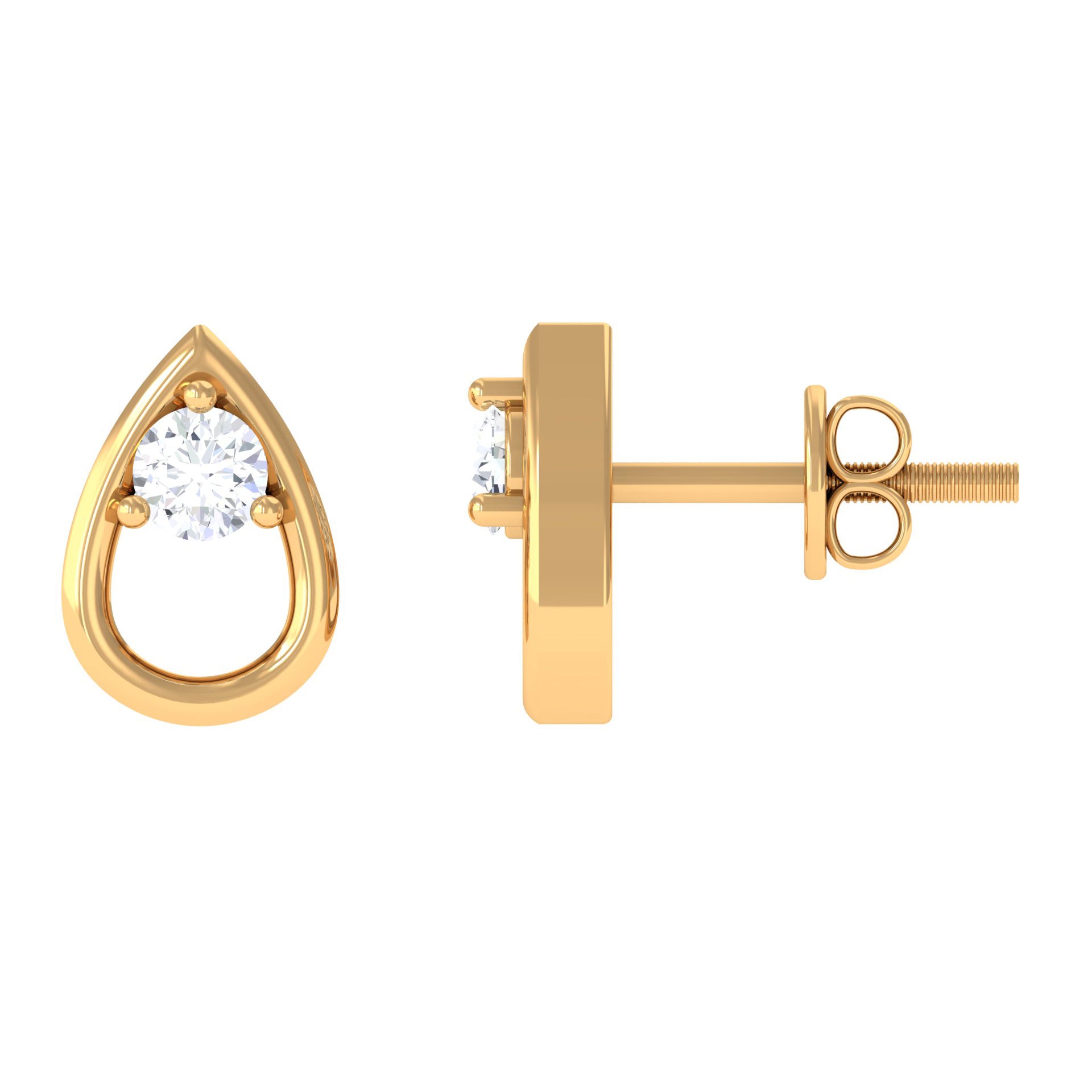 1/4 CT Simple Diamond Teardrop Stud Earrings in Gold Diamond - ( HI-SI ) - Color and Clarity - Rosec Jewels