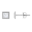 1/4 CT Real Diamond Solitaire Gold Beaded Stud Earrings Diamond - ( HI-SI ) - Color and Clarity - Rosec Jewels